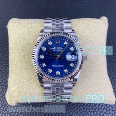 VS 1:1 Swiss Rolex Datejust I Blue Fluted Motif Watch & 72 power reserve